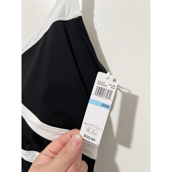 Anne Cole Plus Size Contrast Trim Mesh Insert One-Piece Swimsuit Size 20W - Picture 4 of 13